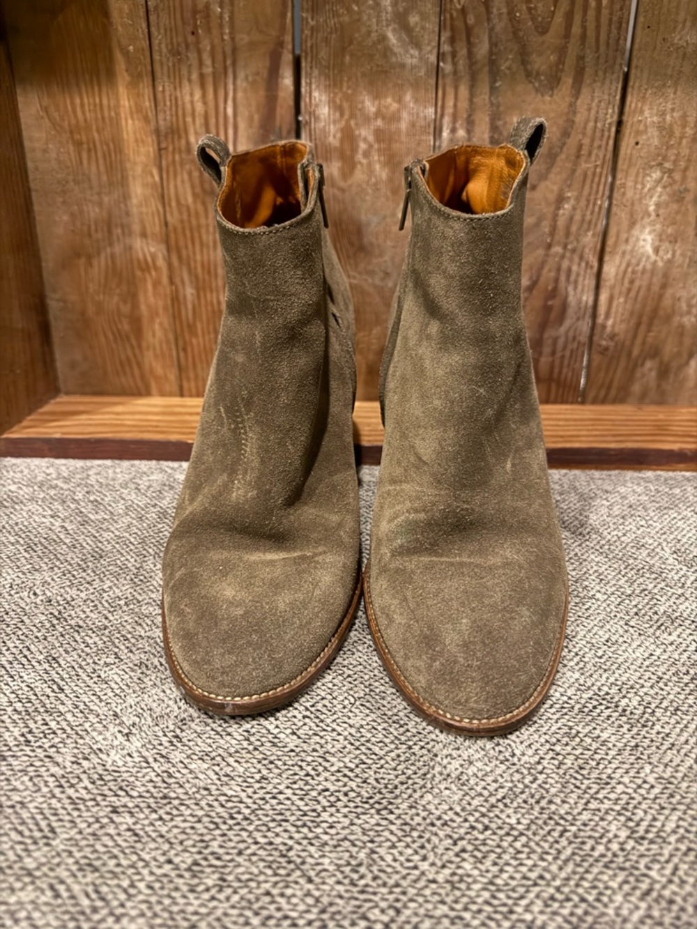 Madewell Olive Suede Ankle Booties